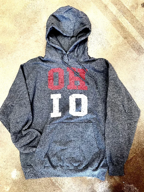 OH-IO GRAY HOODIE Hoodie with Illustration Artistic Creative