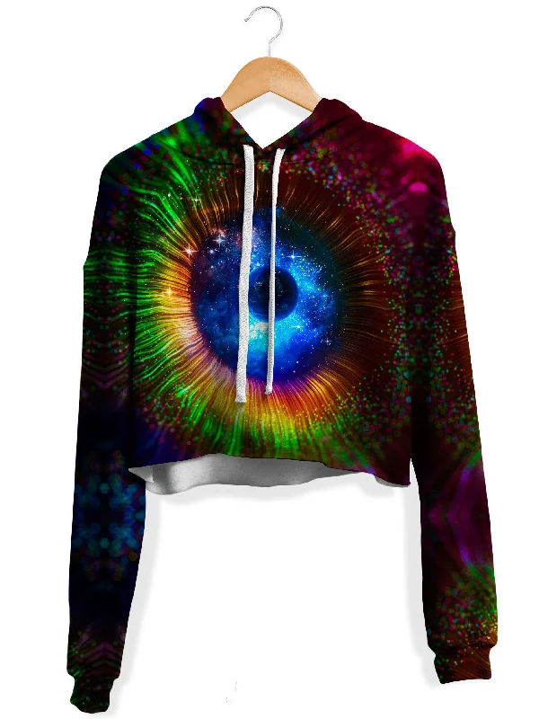 Galaxy Retina Fleece Crop Hoodie Hoodie with Ribbed Neckline Snug Warm