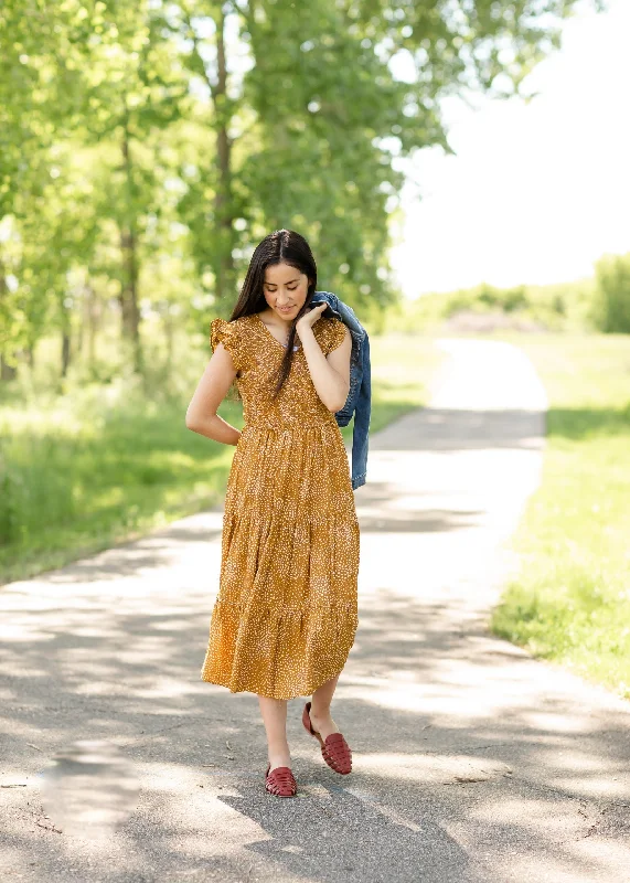 Smocked Bodice Flutter Sleeve Dress - FINAL SALE sweetheart Neckline Romantic