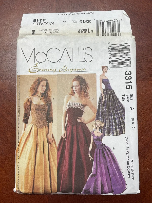 2001 McCall's 3315 Pattern - Bodices and Skirts FACTORY FOLDED velvet skirt rich