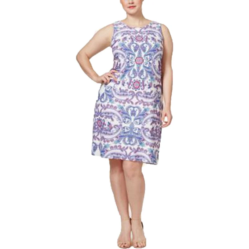 Charter Club Multi Color Paisley Print Sleeveless Shift Dress Plus Size Tunics Denim casual