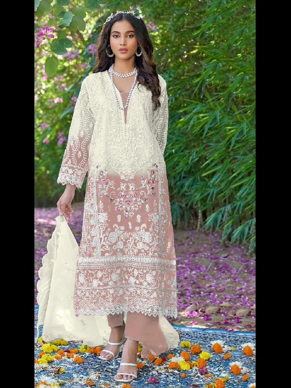 Multi Traditional Designer Pakistani Heavy Organza Pant Suit With Embroidery Hand Work Soft Wool Pants