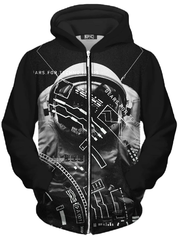 Gears For Techno Heads Unisex Zip-Up Hoodie Hoodie with Embroidery Detailed Premium