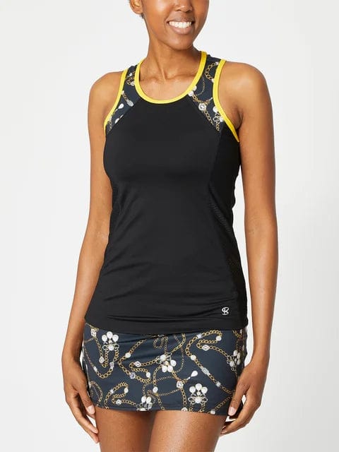 Women's Sofibella Gold Jewel Racerback Tank metallic tank top