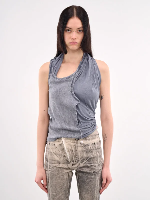 Insert Scarf Tank Top (105TO002-J100-WASHED-NAVY) bright tank top