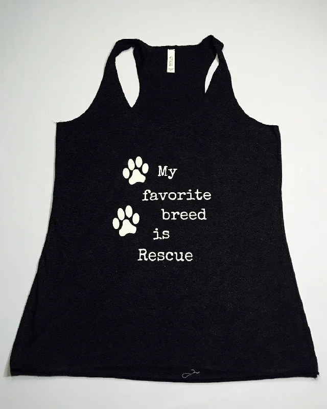 My Favorite Breed is Rescue Womens Racerback Tank cherry red tank