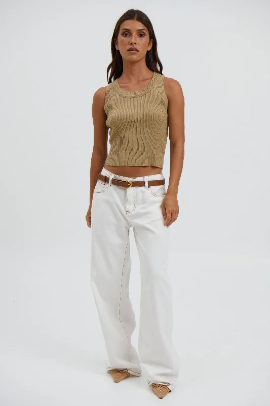 Thessy Tank Khaki cropped tank top