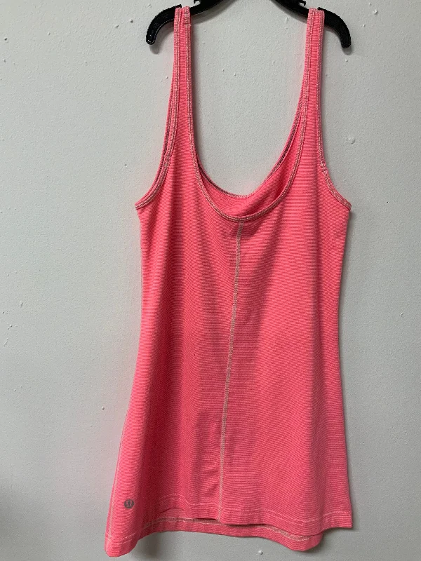 Lululemon pink & white stripe tank top crew neck tank