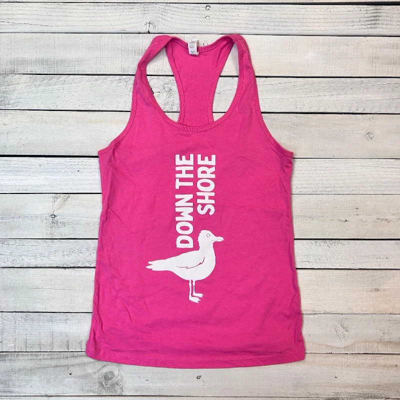 Down The Seagull Pink Ladies Racerback Tank slim fit tank