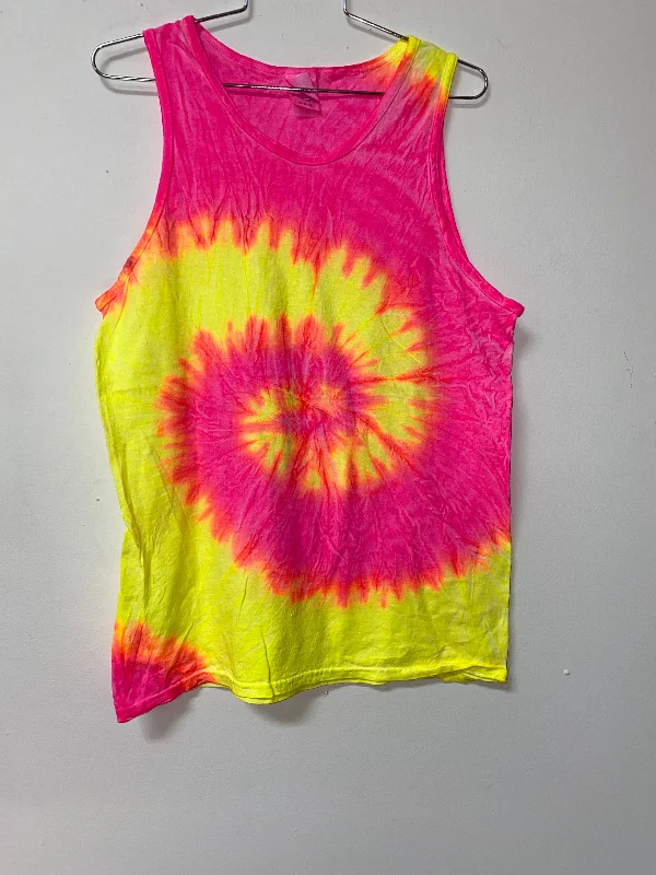 Colortone (M) tie dye pink yellow orange tank vibrant tank top