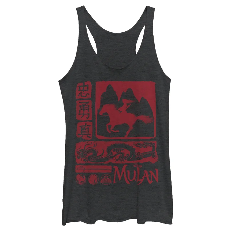 Women's Mulan Watercolor Scrolls Racerback Tank Top gym tank top