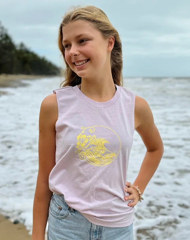 NEW Ladies Swell Tank - Light Purple & Butter Yellow graphic tank top