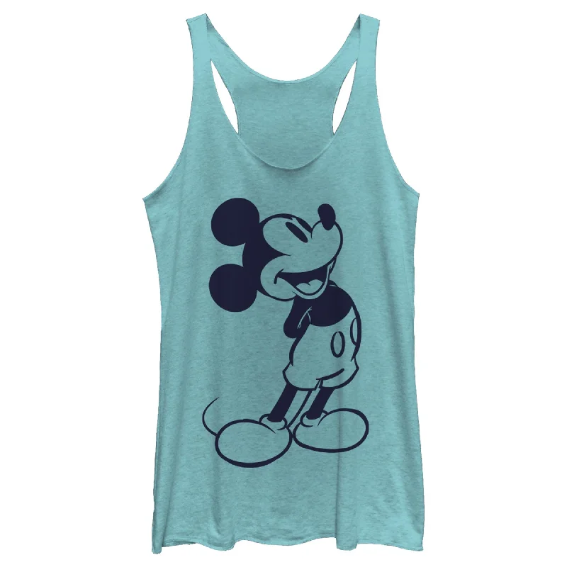 Women's Mickey & Friends Large Black and White Mousey Racerback Tank Top white tank top