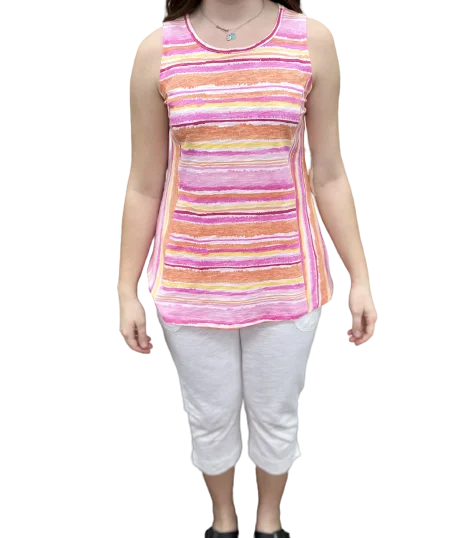 Escape by Habitat Wavy Stripe Seamed Tank Top E11702-Flamingo - 1 ONLY SIZE SMALL - 20% OFF activewear tank top