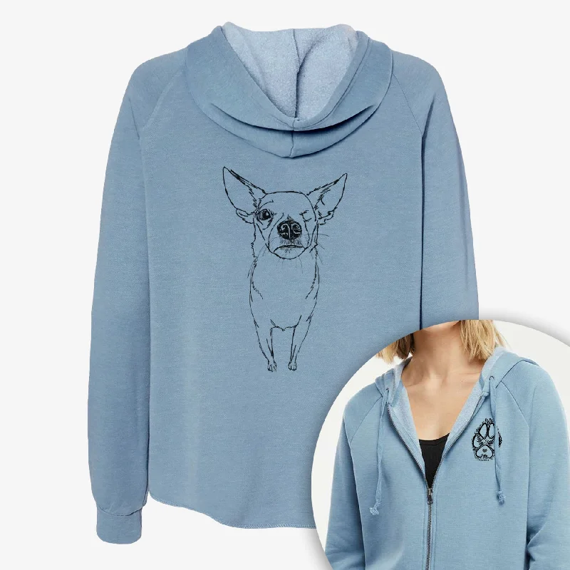 Doodled Tank the One eyed Pomchi - Women's Cali Wave Zip-Up Sweatshirt coral tank top