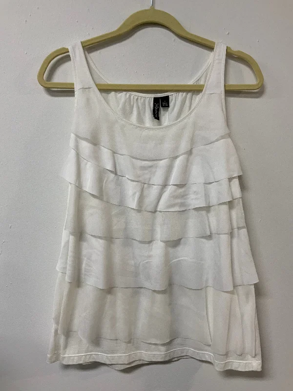 Relativity (L) white ruffle tank top NWT scoop neck tank