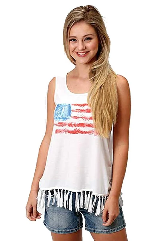 Roper Women's Americana Tank, White slim fit tank