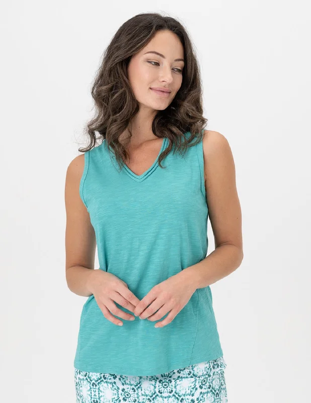 Renuar Knit Tank Top R7732-89G-EVERGR Evergreen - 1 ONLY SIZE X-LARGE - 20% OFF yoga tank top