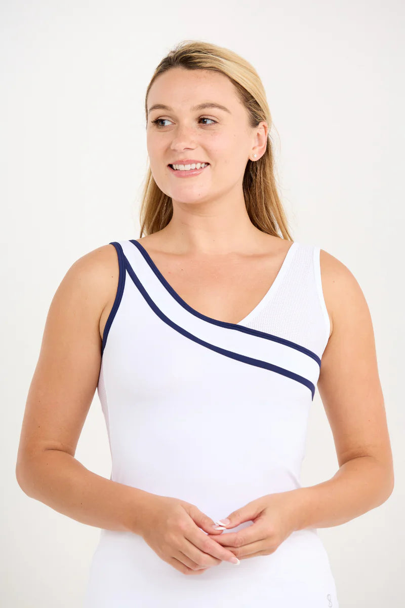 Women's Sofibella 25" Tank - Indigo Whites breathable tank top