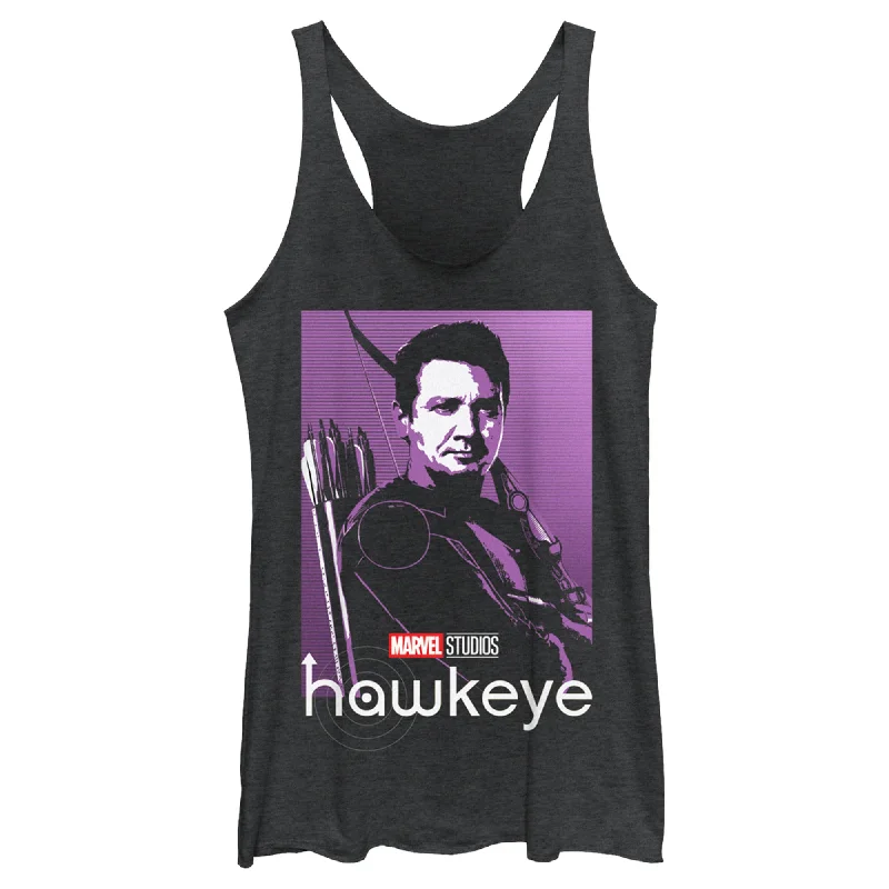 Women's Marvel Hawkeye Purple Portrait Racerback Tank Top activewear tank top