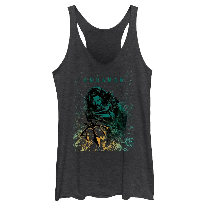 Women's Aquaman King Ocean Rain Racerback Tank Top black tank top