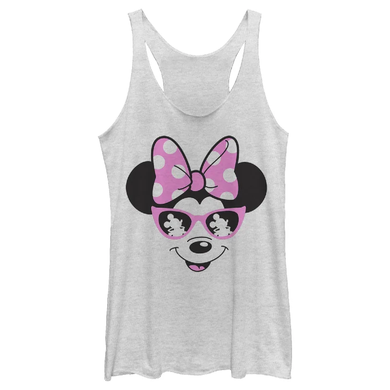 Women's Mickey & Friends Shaded Minnie Racerback Tank Top beige tank top