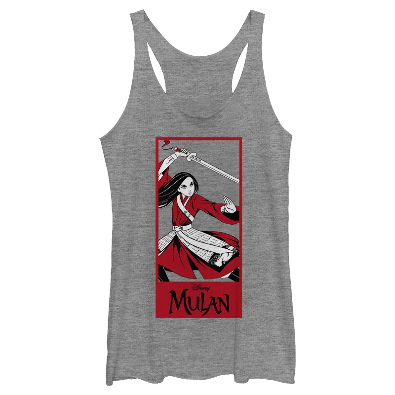 Women's Mulan Warrior Pose Racerback Tank Top workout tank top