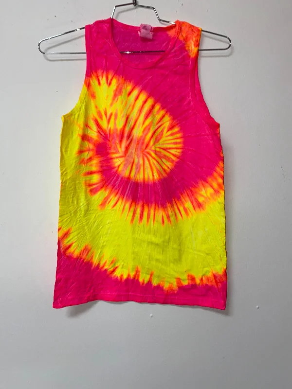 Colortone (S) pink yellow orange tie dye tank bold tank top