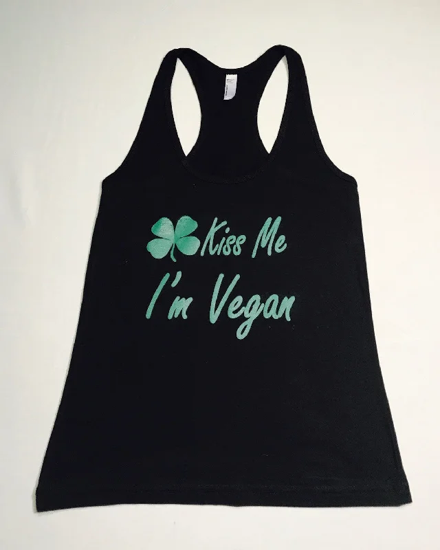 Kiss Me I'm Vegan Womens Racerback Tank lavender tank top