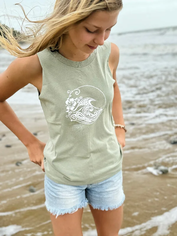 NEW Ladies Swell Tank - Sage Green & White solid color tank