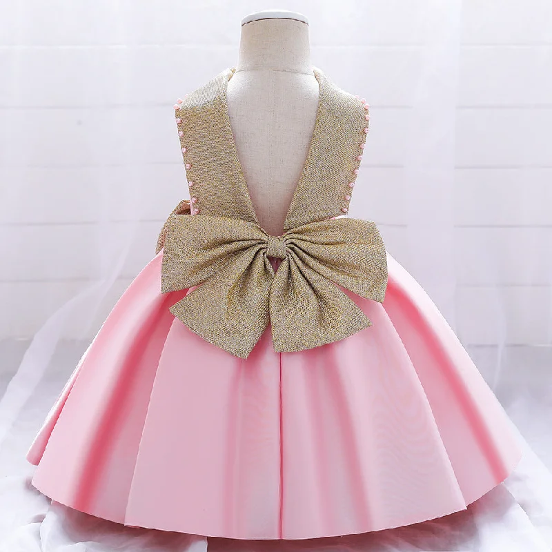 Baby Girl Birthday Party Dresses Toddler Bow-knot Noble Dress Little Girls Princess Dresses Peplum Ruffle Cocktail