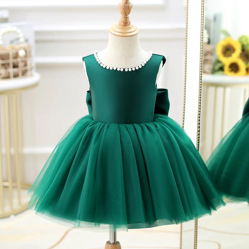 Baby Girl Princess Dress Toddler Summer Round Neck Beaded Birthday Party Dress Girl Formal Dresses Tunics Fashionable trendy