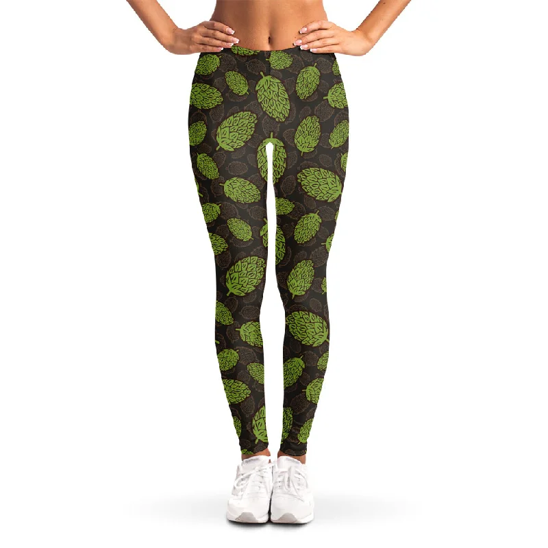 Cute Hop Cone Pattern Print Women's Leggings Comfortable Running Leggings