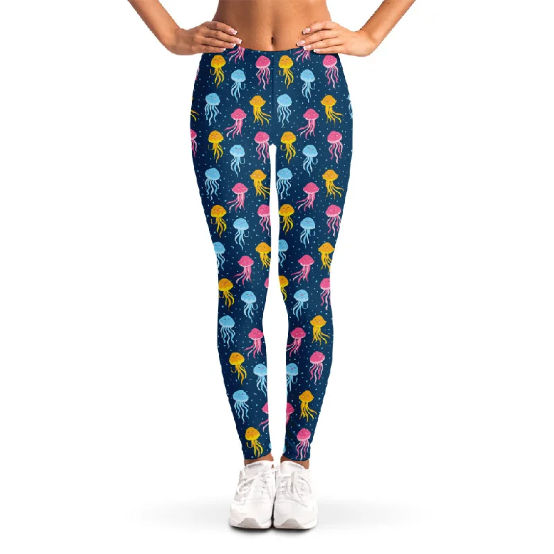 Cute Jellyfish Pattern Print Women's Leggings Stylish Winter-Ready Leggings