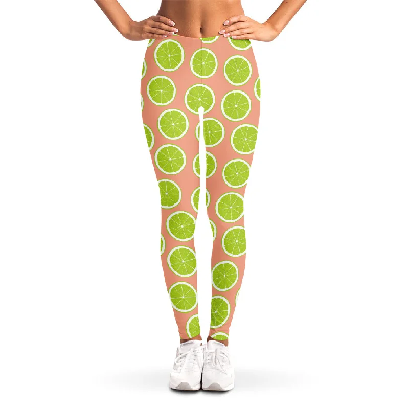 Cute Lime Pattern Print Women's Leggings Comfortable Slip-On Leggings