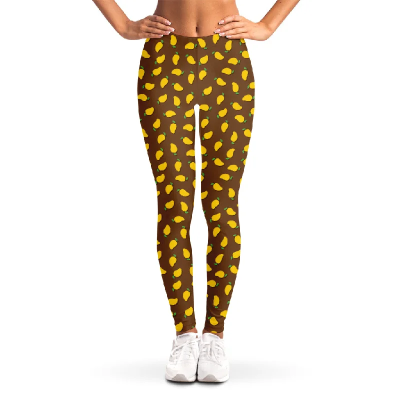 Cute Mango Pattern Print Women's Leggings Cozy Sweat-Wicking Leggings