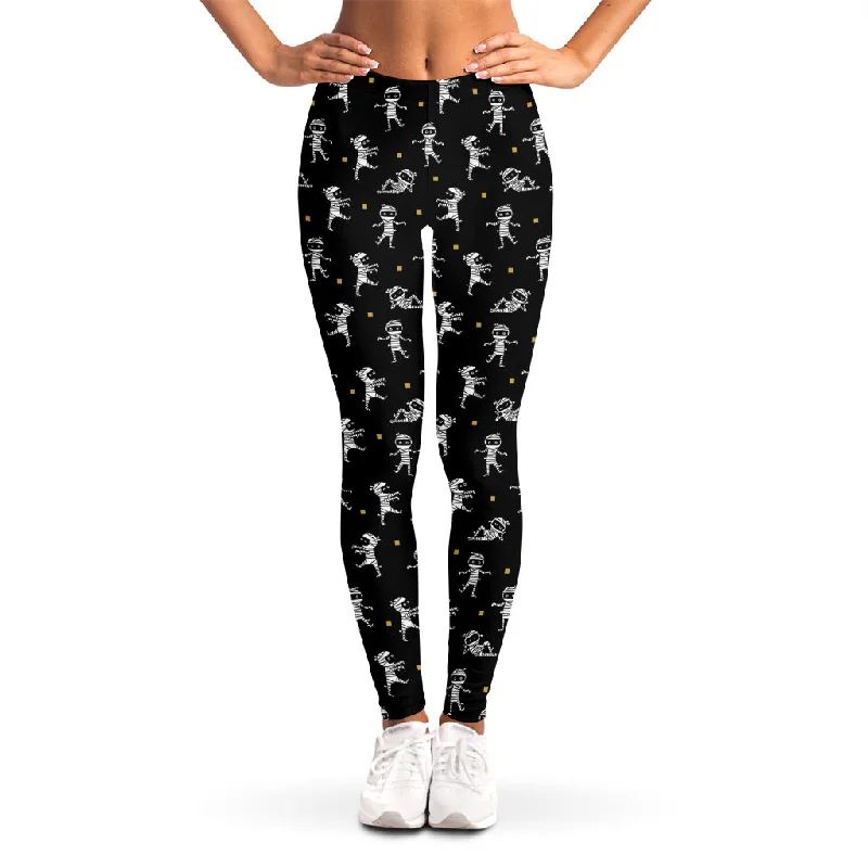 Cute Mummy Pattern Print Women's Leggings Elegant Satin Finish Leggings