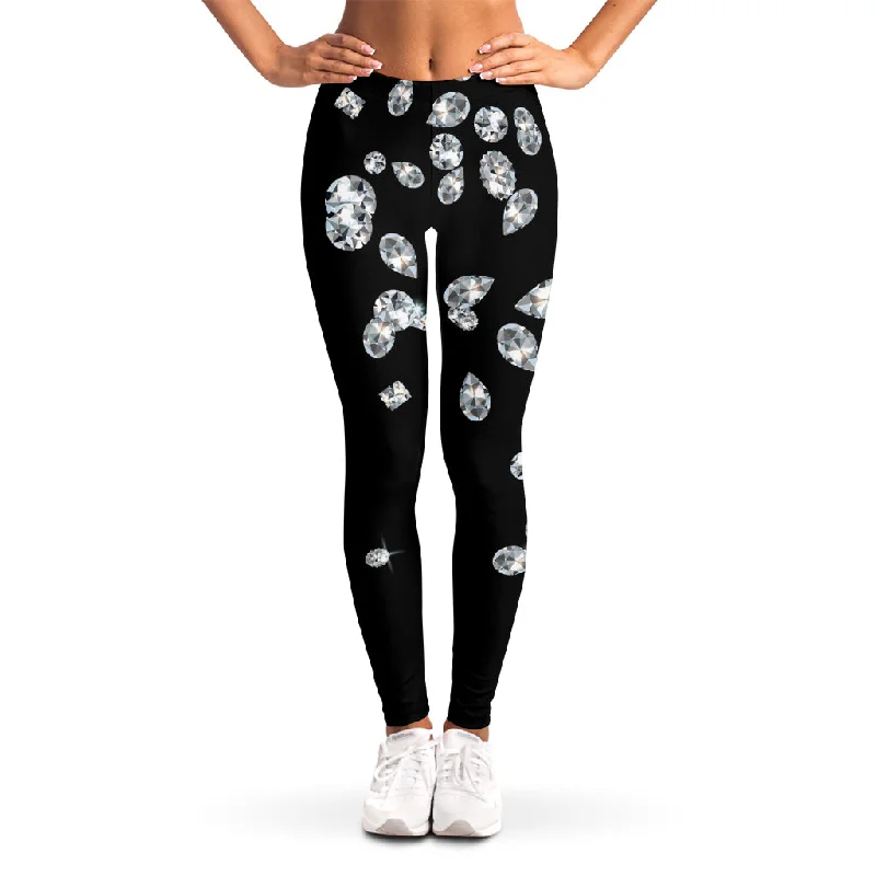 Diamond Gems Print Women's Leggings Cozy Mid-Rise Workout Leggings