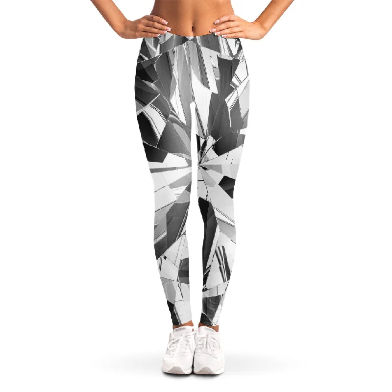 Diamond Print Women's Leggings Trendy Cut-Out Activewear Leggings