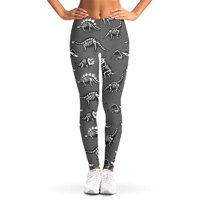 Dinosaur Fossil Pattern Print Women's Leggings Comfortable Athletic Tights