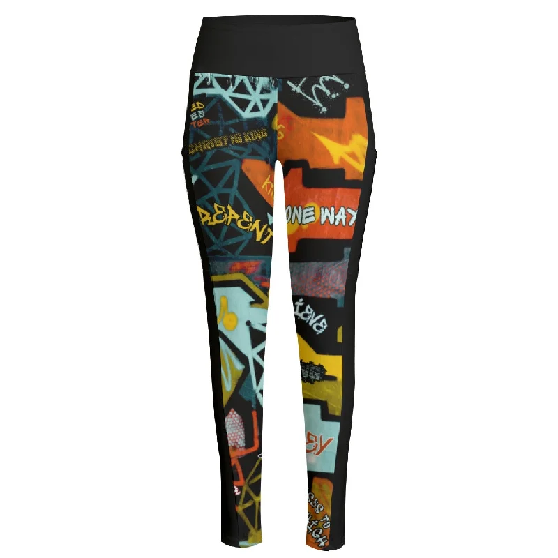 GRAFFITI GOD High Waist Leggings with Side Pocket Comfortable Slim Fit Leggings