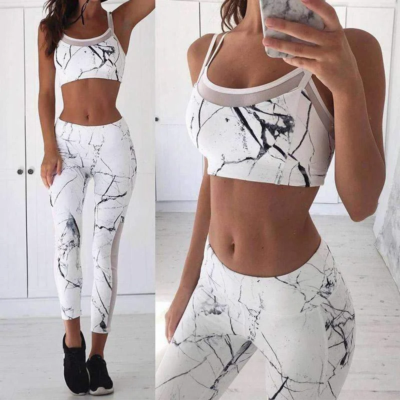 Hot Sale Two Pieces Set Women Yoga Sets Fitness Seamless Breathable Quick Drying Bra+Pants Leggings Gym Workout Sportswear Classic Solid Color Leggings