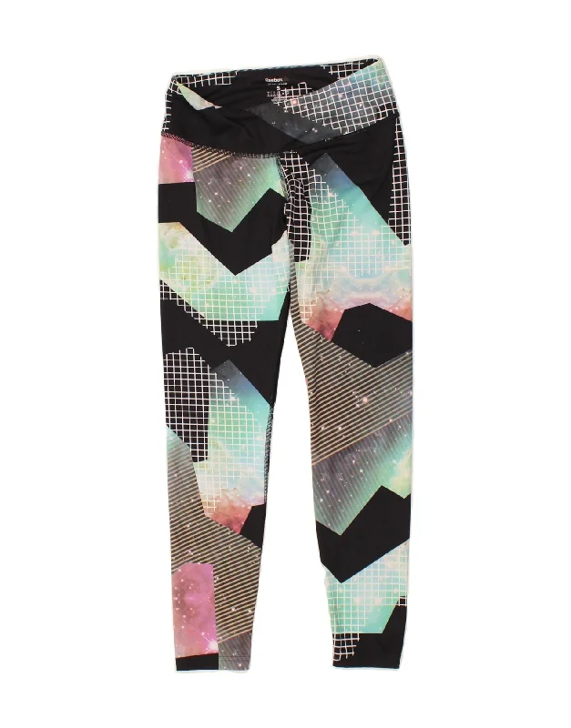 REEBOK Womens Leggings UK 8 Small  Multicoloured Colourblock Polyester Trendy Digital Print Leggings