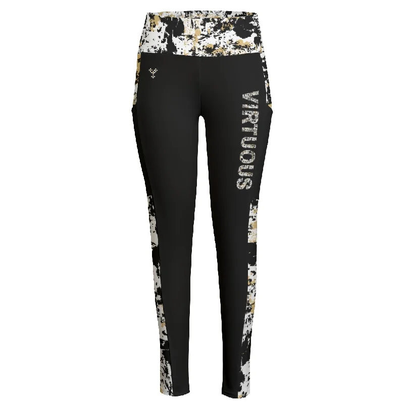 VIRTUOUS Tie Dye Print High Waist Leggings With Side Pockets Cozy Fashion Leggings