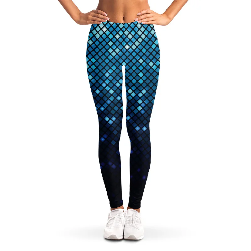 Blue Disco Lights Pattern Print Women's Leggings Fashionable Plus-Size Activewear