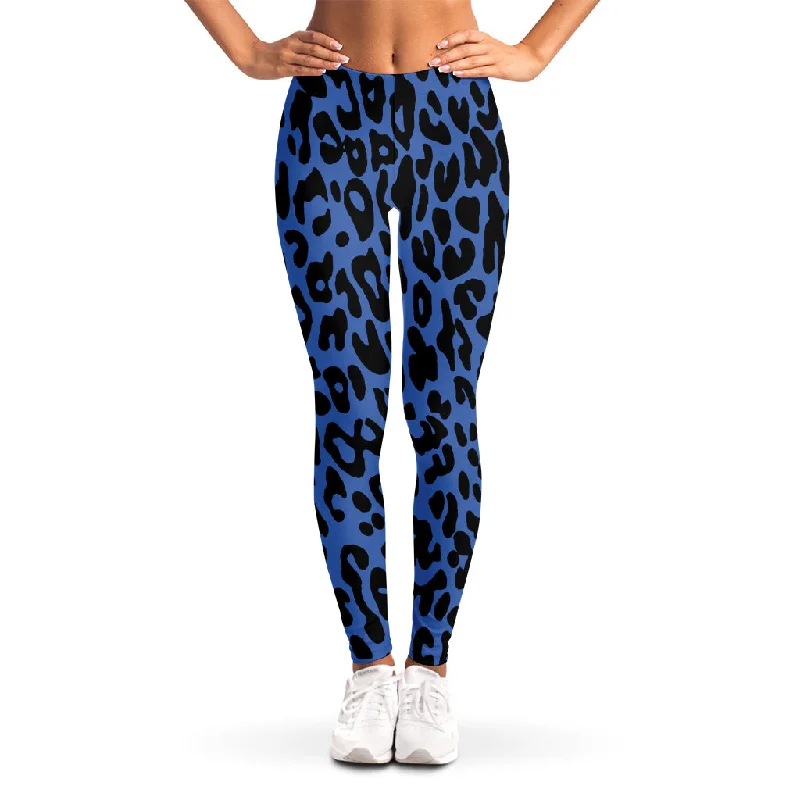 Blue Leopard Print Women's Leggings Fashionable Printed Leggings