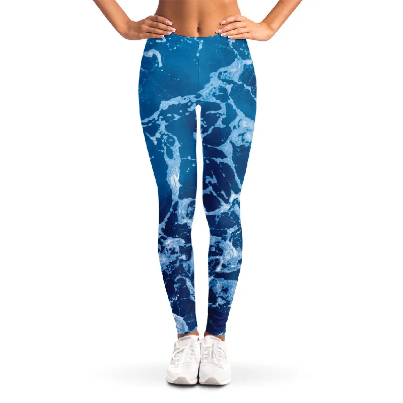 Blue Ocean Print Women's Leggings Cozy Fashion Leggings