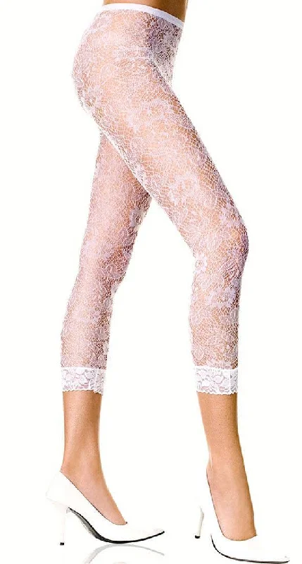 Floral Lace Sexy White Costume Leggings Fashionable Printed Legging Pants