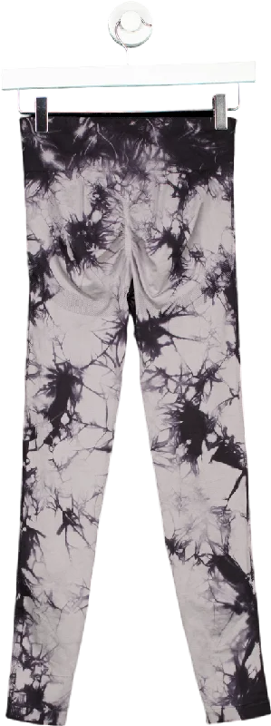 Unbranded Black Tie-Dye Leggings UK S Cozy Textured Workout Leggings